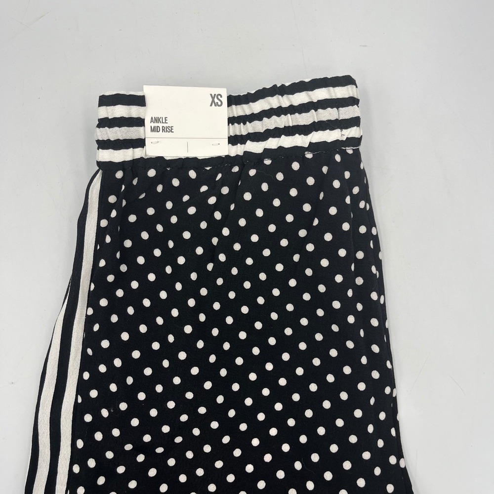 Express Black White Polka Dot Stripe Ankle Pants Women's XS Mid Rise New w/ Tags